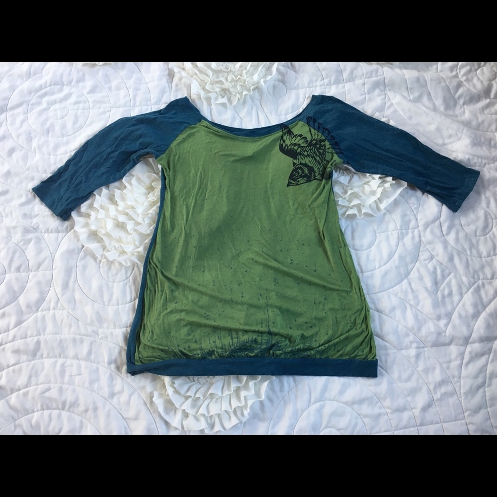 Free people scoop neck loose baseball Tee L